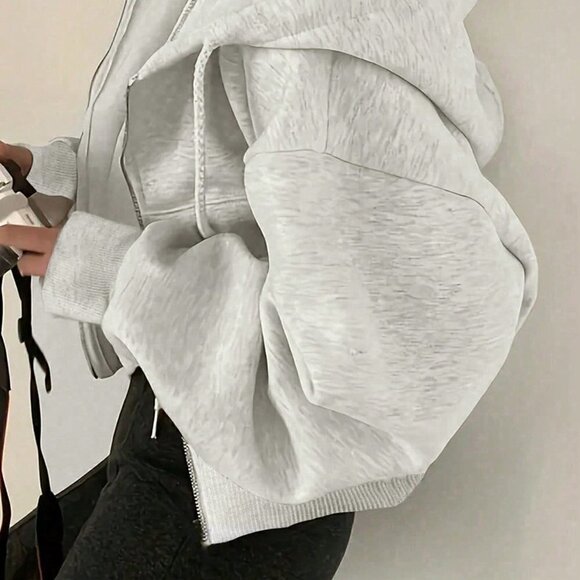 Apricot Casual Women's Hooded Sweatshirt With Drawstring - Picture 2 of 4